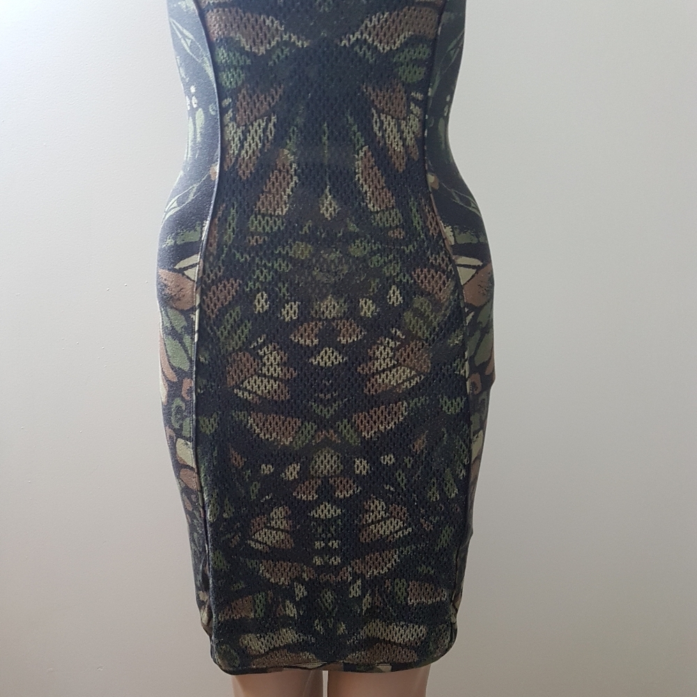 Alexander McQueen MCQ Sleeveless Animal Print Camo Mob Wife Mini Dress Sz S - Picture 5 of 14